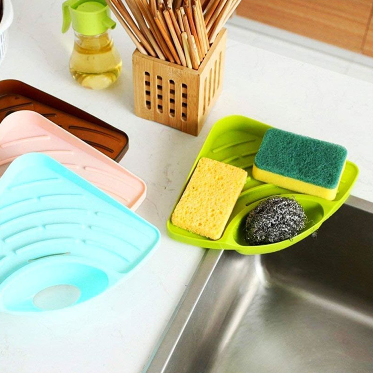 0861 Sink Strainer Basket Corner Kitchen Triangular Multi functional Drain Shelf DeoDap 0861 Sink Strainer Basket Corner Kitchen Triangular Multi functional Drain Shelf DeoDap